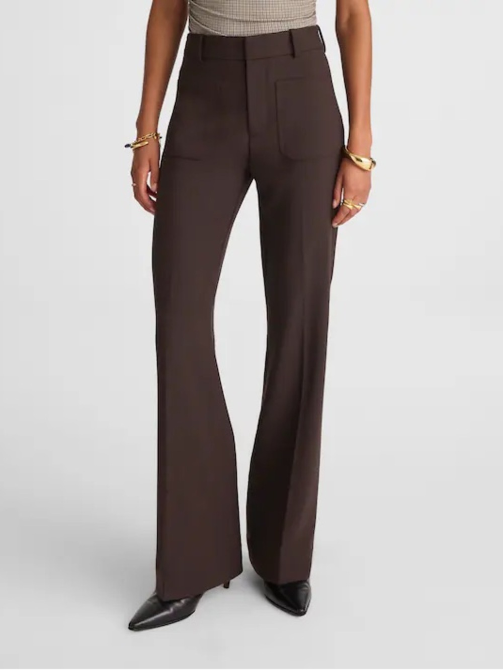 Madewell High-Rise Bootcut Wool Blend Stretch Twill Trouser Pant In Molasses